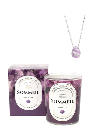 Bougie parfumée Lavande et collier Sommeil - Améthyste