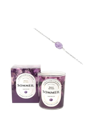 Bougie parfumée Lavande et bracelet Sommeil - Améthyste