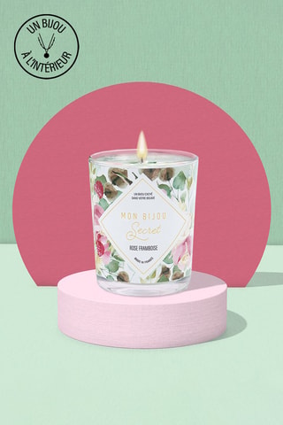 Bougie parfumée et collier Rose et framboise