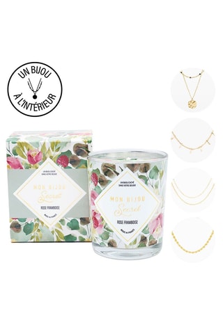 Bougie parfumée et collier Rose et framboise