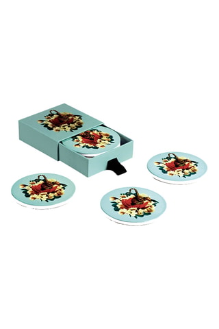 4 dessous de verre en céramique Tiger Flower - 11 x 11 x 5 cm