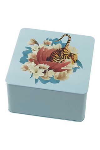 Boîte Tiger Flower - 17,7 x 17,7 x 10,2 cm - Bleu