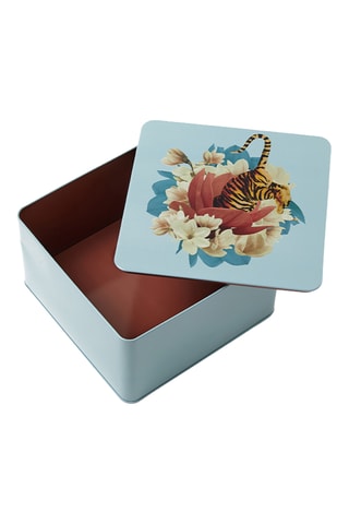 Boîte Tiger Flower - 17,7 x 17,7 x 10,2 cm - Bleu