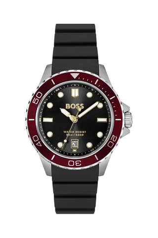 Silicone Quartz Horloge - Zwart en Bordeauxrood