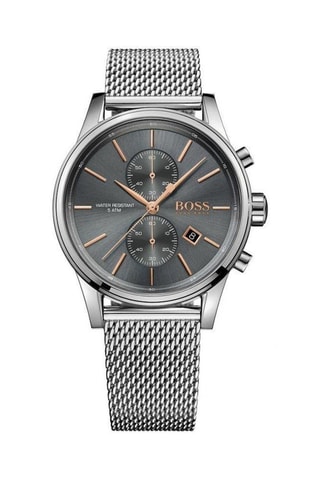 Stalen Quartz Horloge Jet - Chronograaf - Zilverkleurig en Grijs