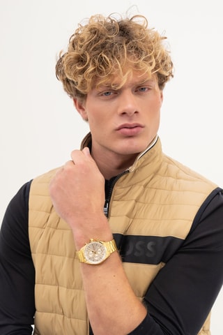 Stalen Quartz Horloge Grand Prix - Chronograaf en Tachymeter - Goudkleurig en Zilverkleurig