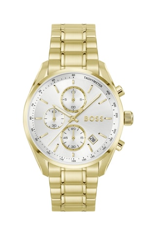 Stalen Quartz Horloge Grand Prix - Chronograaf en Tachymeter - Goudkleurig en Zilverkleurig
