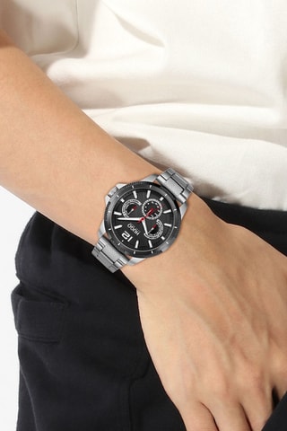 Stalen Quartz Horloge Sport - Zilverkleurig en Zwart