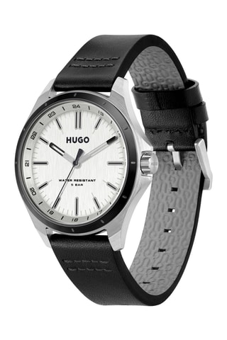 Leren Quartz Horloge Complete - Zwart en Wit