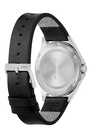 Leren Quartz Horloge Complete - Zwart en Wit