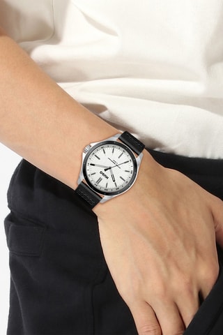 Leren Quartz Horloge Complete - Zwart en Wit