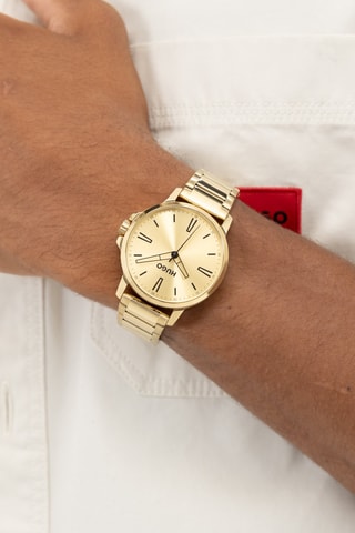 Stalen Quartz Horloge Smooth - Goudkleurig
