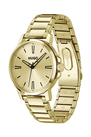 Stalen Quartz Horloge Smooth - Goudkleurig