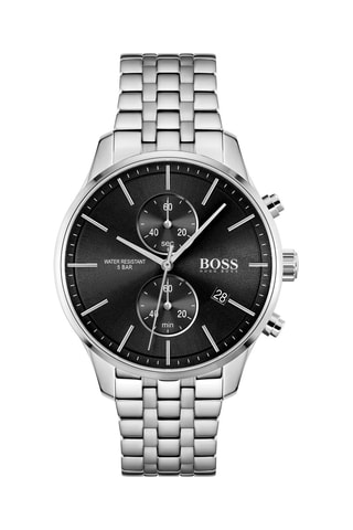 Montre à quartz en acier - Chronographe - Argenté et noir