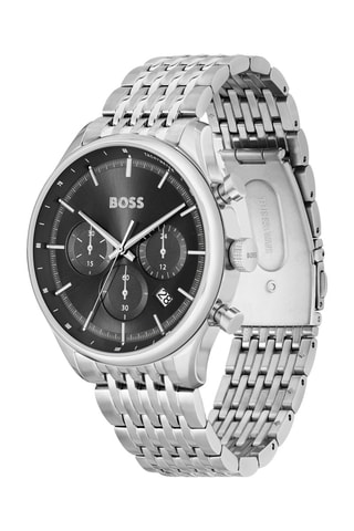 Stalen Quartz Horloge - Tachymeter en Chronograaf - Zilverkleurig en Zwart
