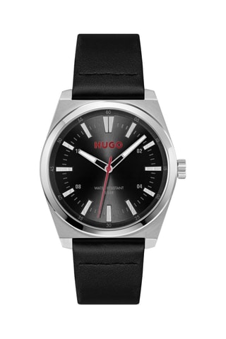 Leren Quartz Horloge - Zwart en Zilverkleurig
