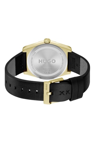 Leren Quartz Horloge - Zwart en Goudkleurig