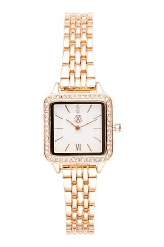 Reloj de cuarzo de metal aleado - Rosa dorado y blanco
