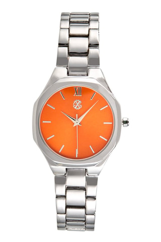 Reloj de cuarzo de aleación - Plateado y naranja