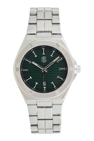 Reloj de cuarzo de metal aleado - Plateado y verde
