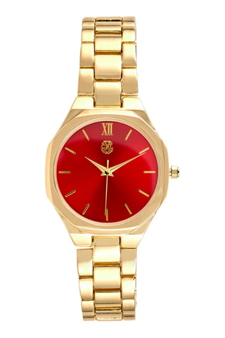 Reloj de cuarzo de aleación - Dorado y rojo