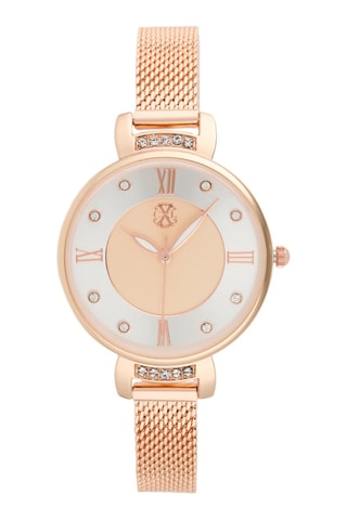 Reloj de cuarzo de metal aleado - Rosa dorado
