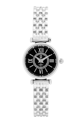 Reloj de cuarzo de metal aleado - Plateado y negro