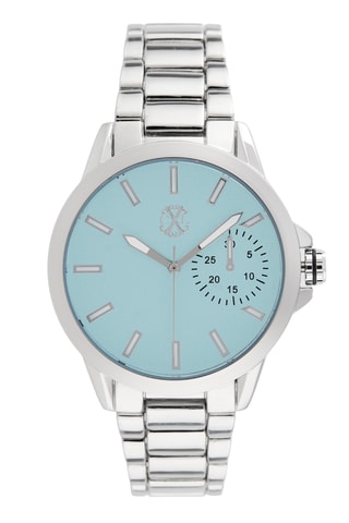 Reloj de cuarzo de metal aleado - Plateado y azul