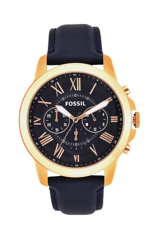 Reloj de cuarzo de piel - Cronógrafo - Azul y dorado
