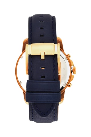 Reloj de cuarzo de piel - Cronógrafo - Azul y dorado