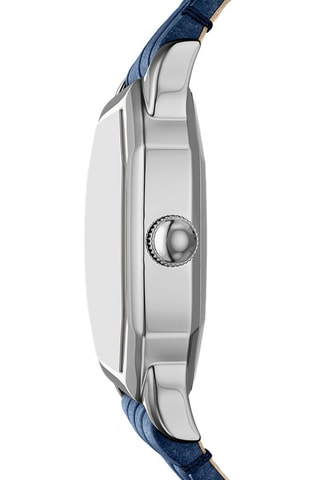 Reloj de cuarzo de piel - Azul y plateado