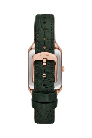 Reloj de cuarzo de piel Raquel - Verde oscuro y rosa dorado - Fossil