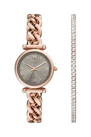 Estuche reloj de cuarzo de acero y correa Carlie - Rosa dorado - Fossil