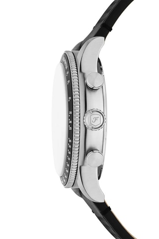 Reloj de cuarzo de piel Sport Tourer - Taquímetro y cronógrafo - Negro y plateado - Fossil