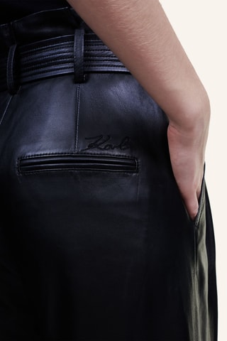 Pantalon en cuir d’agneau taille haute - Noir