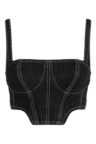 Crop top en jean en coton biologique - Noir