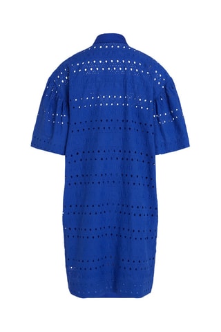 Robe chemise en broderie anglaise en coton biologique - Bleu électrique