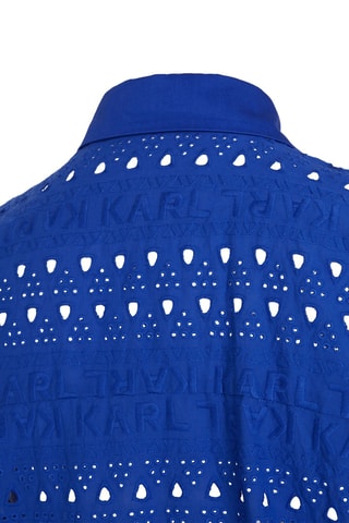 Robe chemise en broderie anglaise en coton biologique - Bleu électrique