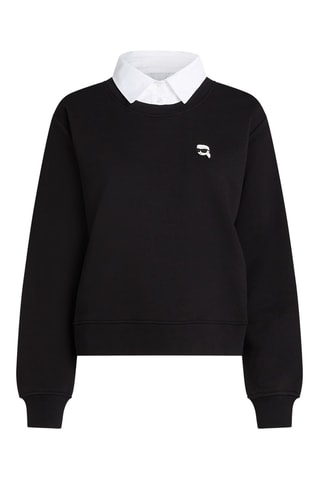 Sweat trompe-l’œil en coton biologique - Noir