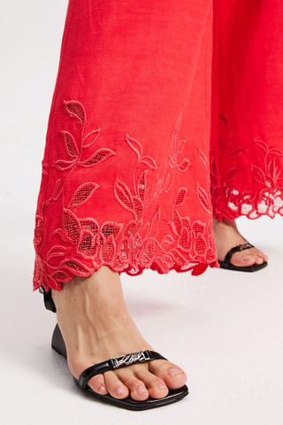 Pantalon taille haute - Rouge