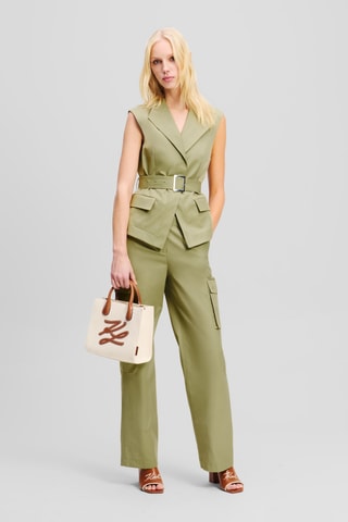 Pantalon cargo taille haute - Vert olive