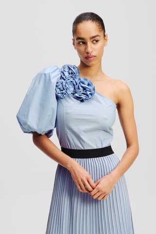 Top asymétrique en coton biologique - Ciel