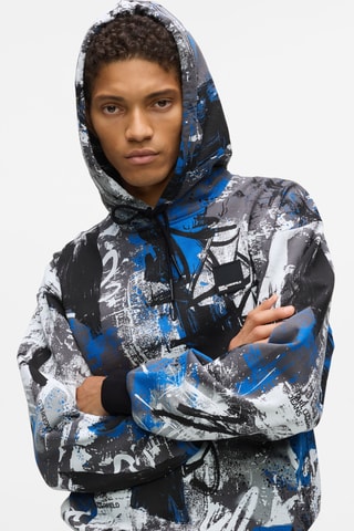 Sweat à capuche en coton biologique - Bleu et gris