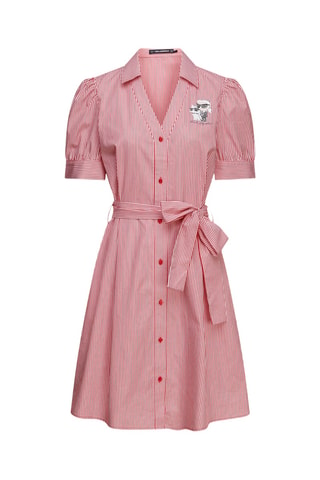 Robe chemise - Bordeaux et blanc