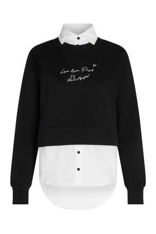 Sweat trompe-l’œil en coton biologique - Noir