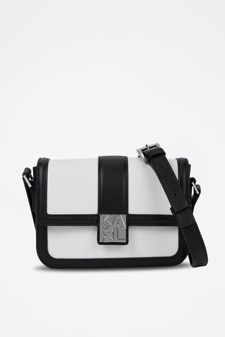 Sac bandoulière en cuir - Blanc et noir