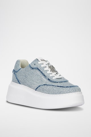 Baskets plateformes en jean - Bleu cobalt