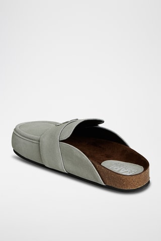 Mules en nubuck - Gris clair