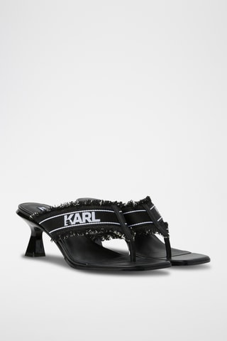Sandales à talons en jean - Noir