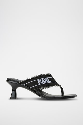 Sandales à talons en jean - Noir